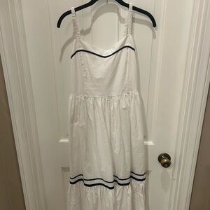J. Crew White Dress with Navy Trim